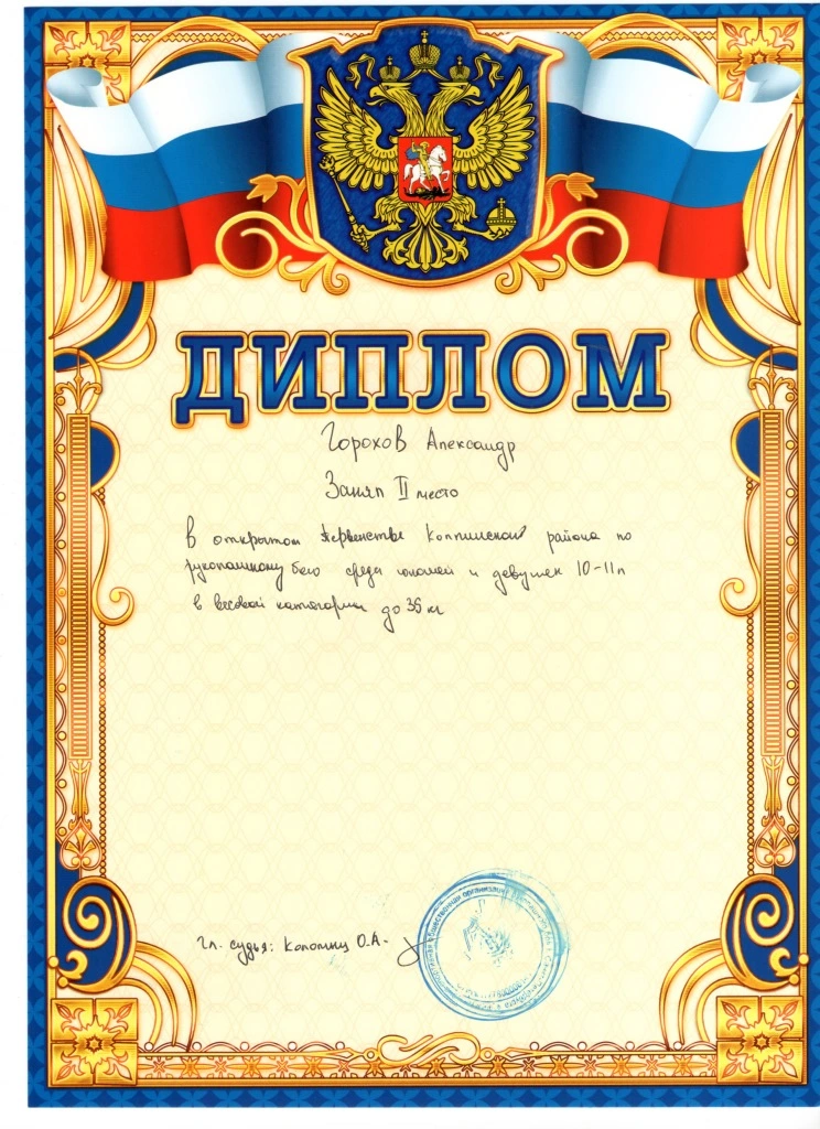 Участие в Первенстве Колпинского района Санкт-Петербурга по рукопашному бою